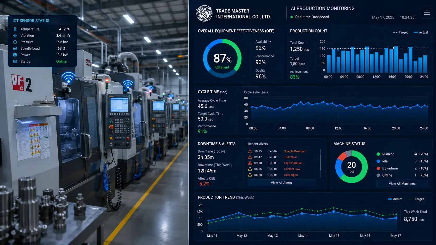 ตัวอย่างโครงการ AI Production Monitoring Dashboard สำหรับโรงงานชิ้นส่วน Automotive