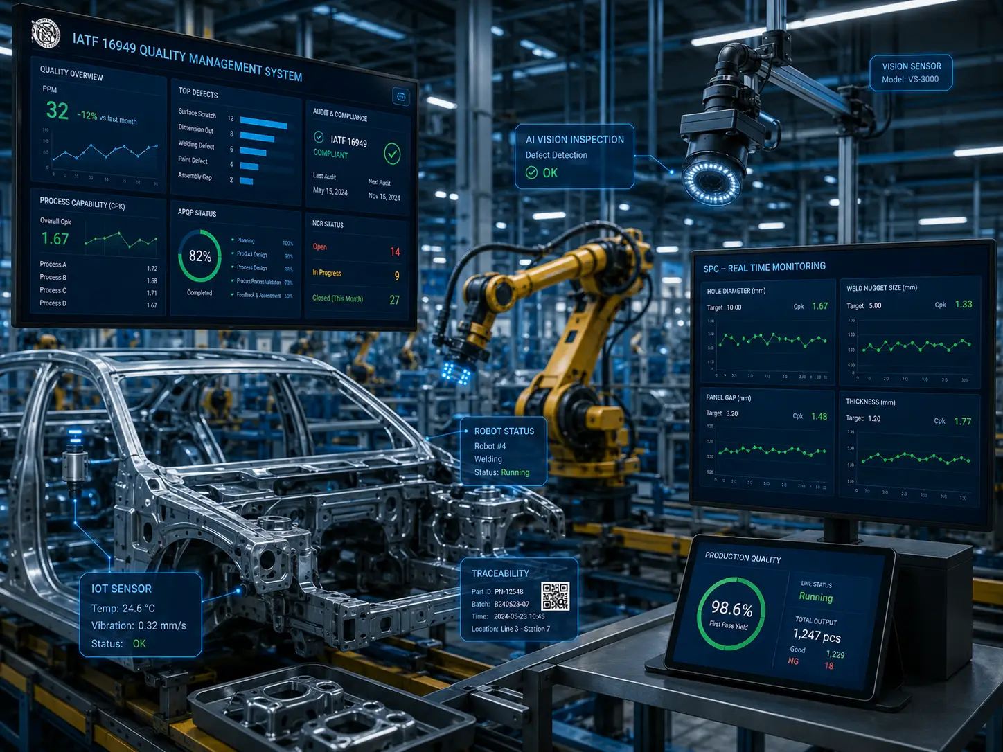 IATF 16949 Digital Transformation ระบบ AI และ IoT สำหรับโรงงานอุตสาหกรรมยานยนต์